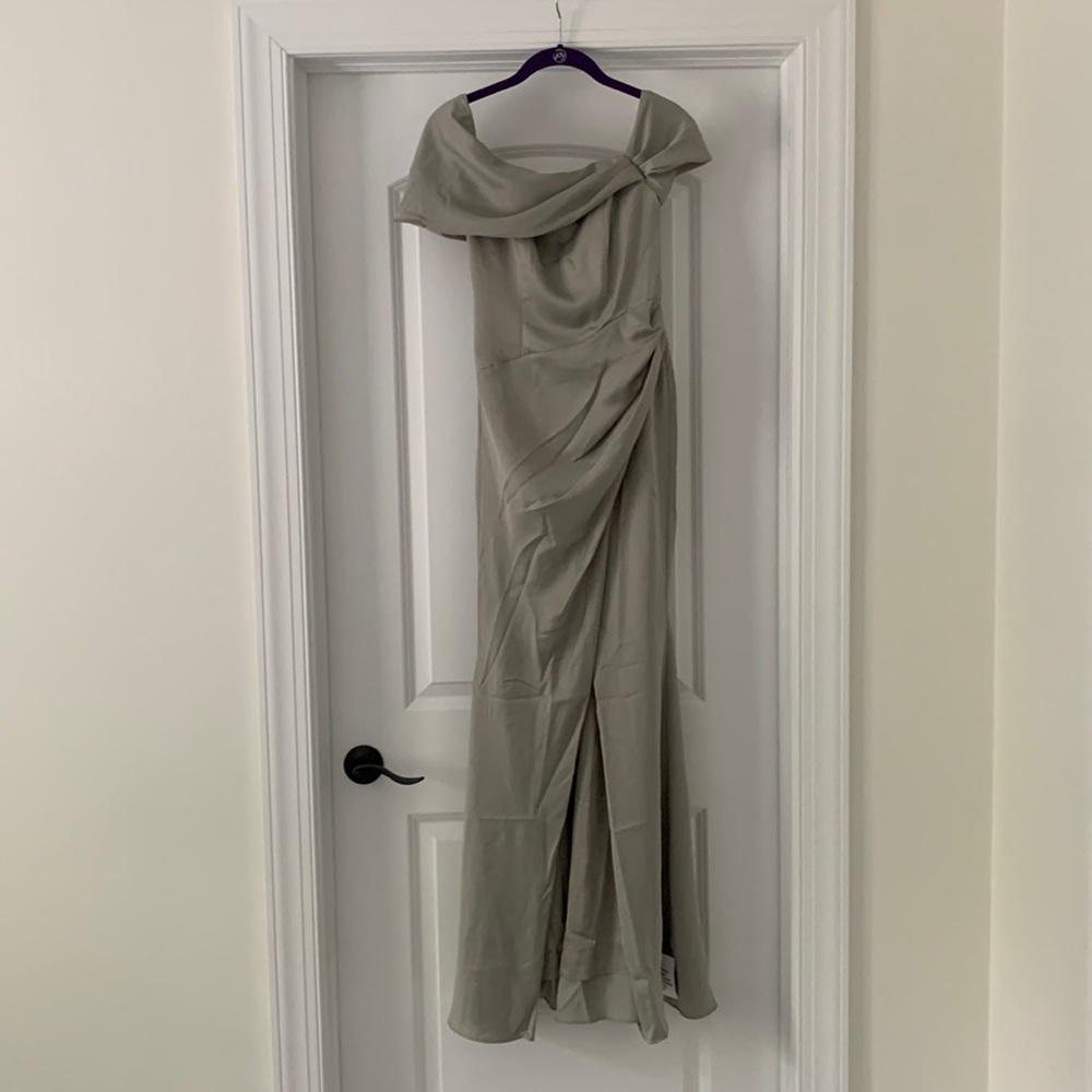 Brand new satin maxi dress in sage green
